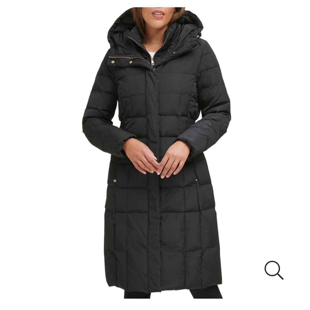 Black Down Puffer Coat Mid Length Sleeping Bag with Hood